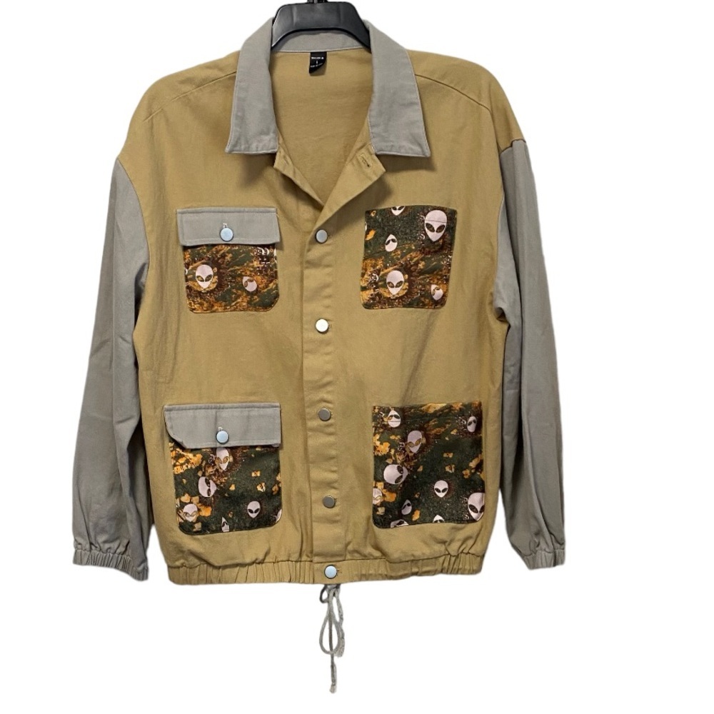 SHEIN X ALIENATED Men Alien Print Patch Pocket Detail Jacket Size Large